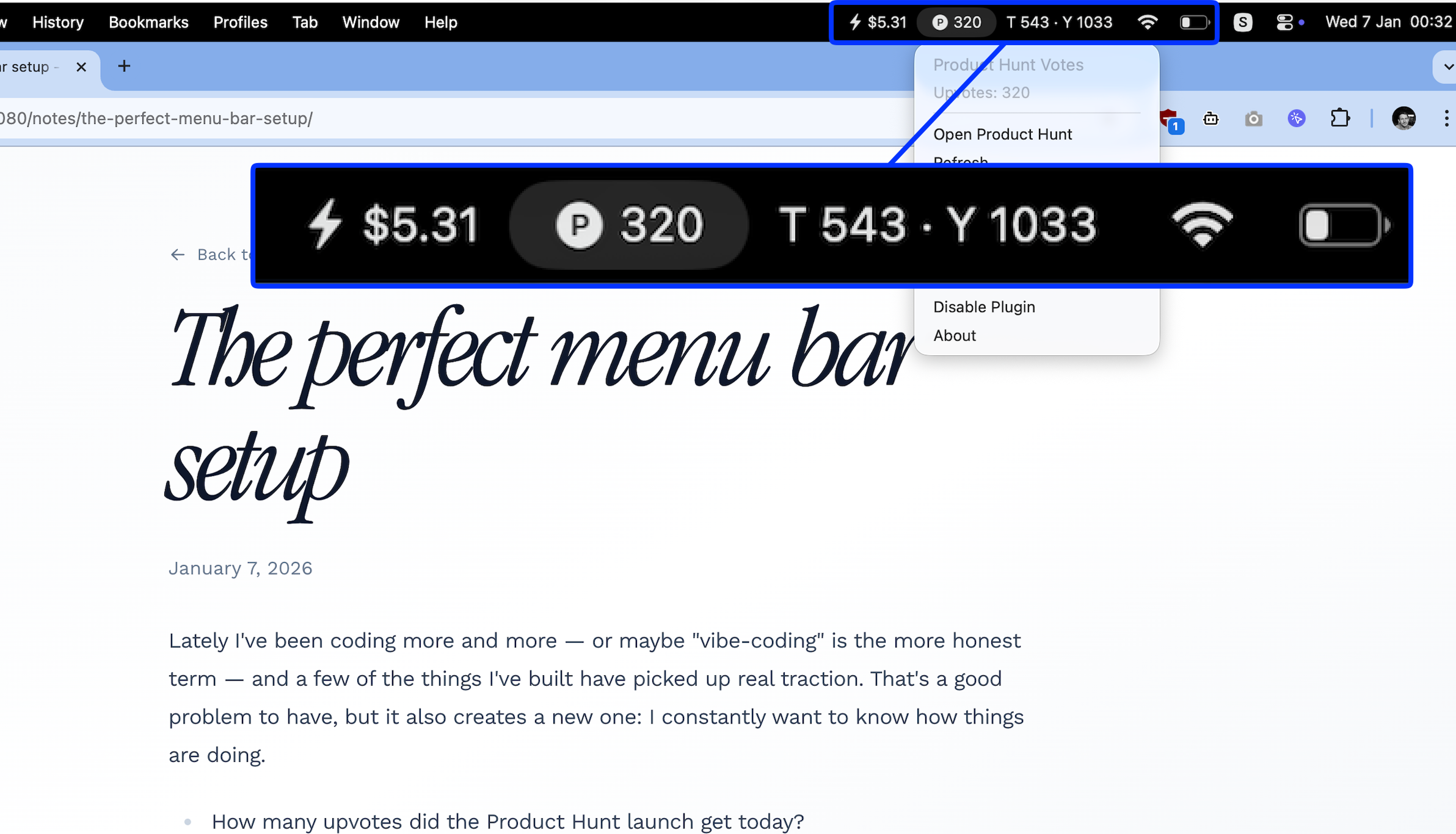 My menu bar setup showing OpenRouter credit and analytics